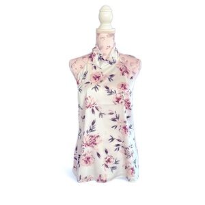 White House Black Market Floral Halter Top - Pink and White